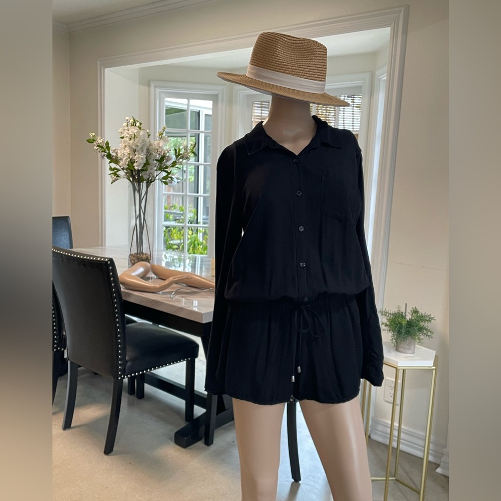 Splendid Black Button-Up Romper Shorts